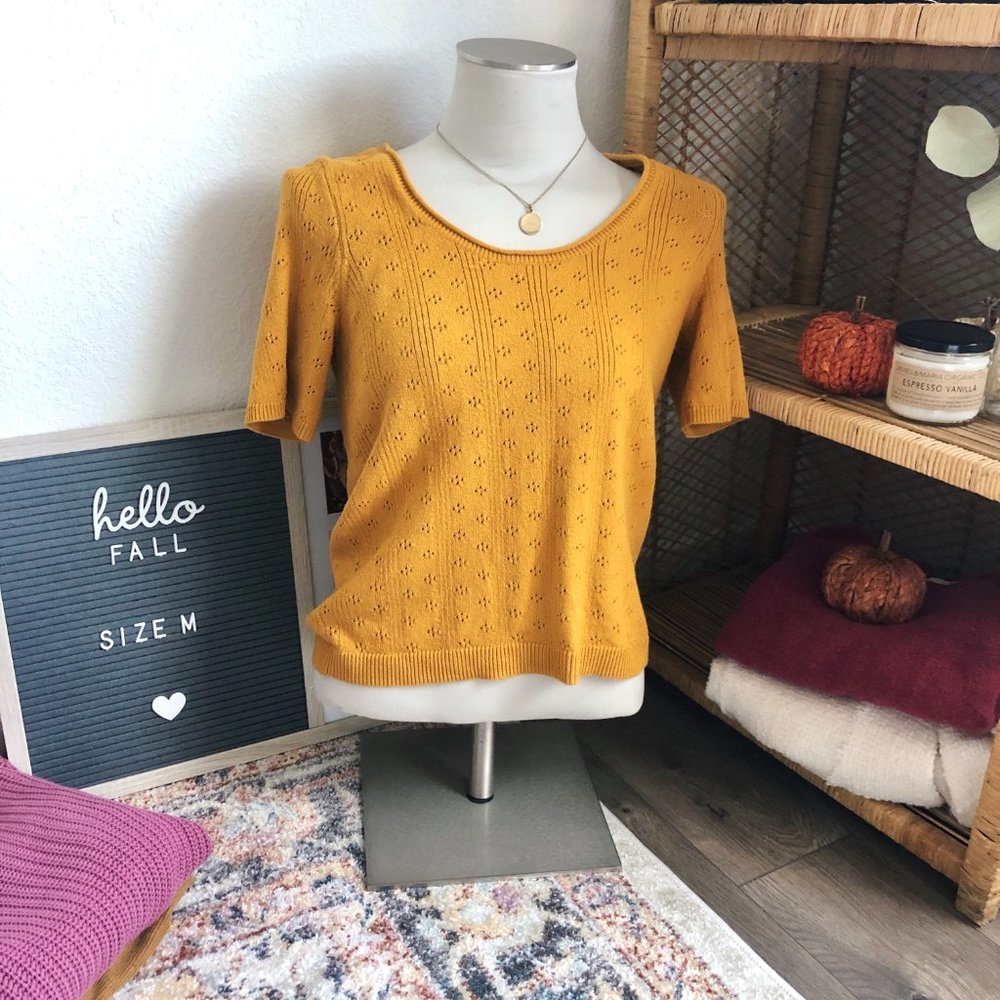 Madewell Mustard Short Sleeve Sweater